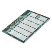 ティール（緑がかった色）と金ゴールドフローラ週間プランナーメモ帳 ノートパッド (アングル)