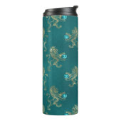 ティール（緑がかった色）と金ゴールドヘラルディックライオンとアクアマリンジェム タンブラー (回転左)