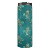 ティール（緑がかった色）と金ゴールドヘラルディックライオンとアクアマリンジェム タンブラー (裏面)