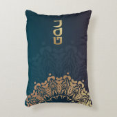 ティール(緑がかった色)と金ゴールドマンダラヘブライ語ペサチパソバー アクセントクッション (正面(垂直))