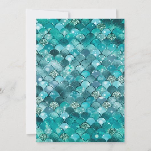 ティール（緑がかった色）と金ゴールドマーメイドはかりで測スウィート16 招待状 (裏面)