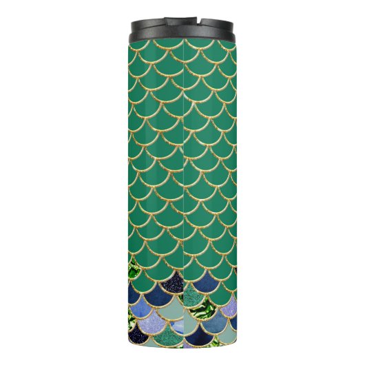 ティール（緑がかった色）と金ゴールドマーメイドはかりで測 タンブラー (裏面)