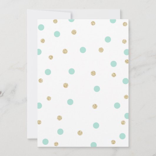 ティール（緑がかった色）と金ゴールドマーメイドバースデーパーティ招待状 招待状 (裏面)