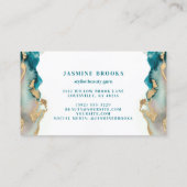 ティール(緑がかった色)と金ゴールドモダン抽象芸術の水色 名刺 (裏面)