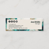 ティール（緑がかった色）と金ゴールドモダン抽象芸術 スキニー名刺 (裏面)