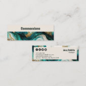 ティール（緑がかった色）と金ゴールドモダン抽象芸術 スキニー名刺 (正面/裏面)