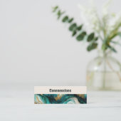 ティール（緑がかった色）と金ゴールドモダン抽象芸術 スキニー名刺 (スタンド正面)