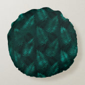 ティール(緑がかった色)と金ゴールドレオパード系デザイン14 ラウンドクッション (裏面)