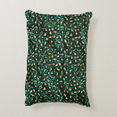 ティール(緑がかった色)と金ゴールドレオパード系デザイン3 アクセントクッション (裏面(縦))