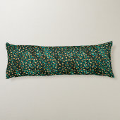 ティール(緑がかった色)と金ゴールドレオパード系デザイン3 ボディピロー (裏面)