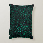 ティール(緑がかった色)と金ゴールドレオパード系デザイン4 アクセントクッション (裏面(縦))