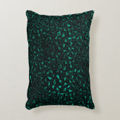 ティール(緑がかった色)と金ゴールドレオパード系デザイン4 アクセントクッション (正面(垂直))