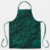 ティール(緑がかった色)と金ゴールドレオパード系デザイン5 エプロン (正面)