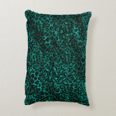 ティール(緑がかった色)と金ゴールドレオパード系デザイン7 アクセントクッション (裏面(縦))