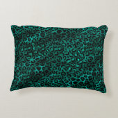 ティール(緑がかった色)と金ゴールドレオパード系デザイン7 アクセントクッション (裏面)