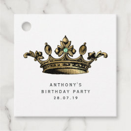 ティール（緑がかった色）と金ゴールドヴィンテージクラウンアクアマリンジェムストーン フェイバータグ