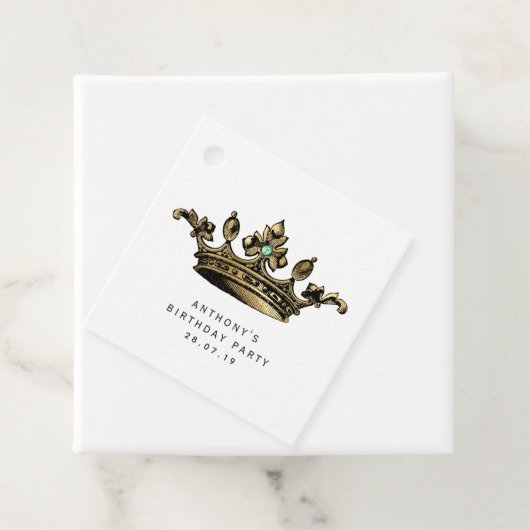 ティール（緑がかった色）と金ゴールドヴィンテージクラウンアクアマリンジェムストーン フェイバータグ (インサイチュ)