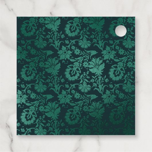 ティール（緑がかった色）と金ゴールドヴィンテージクラウンアクアマリンジェムストーン フェイバータグ (裏面)