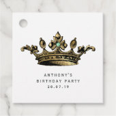 ティール（緑がかった色）と金ゴールドヴィンテージクラウンアクアマリンジェムストーン フェイバータグ (正面)