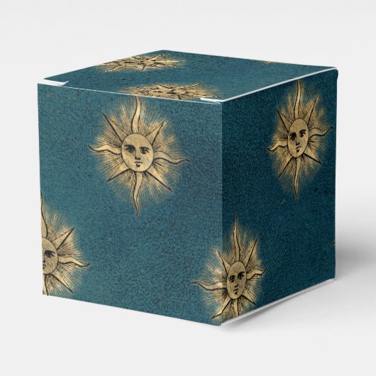 ティール（緑がかった色）と金ゴールドヴィンテージ日 フェイバーボックス (正面サイド)