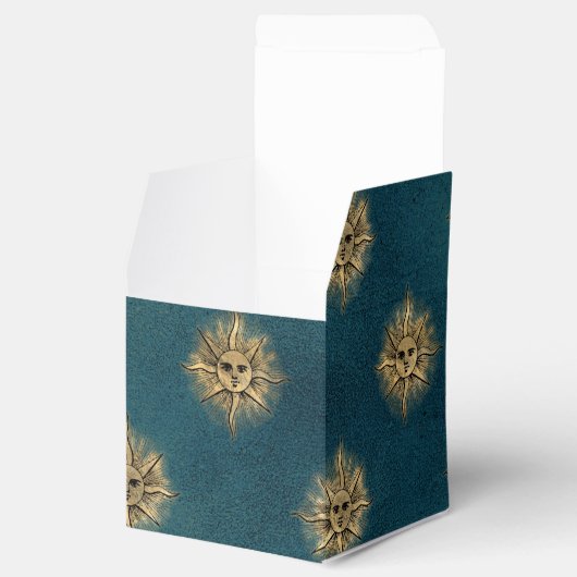 ティール（緑がかった色）と金ゴールドヴィンテージ日 フェイバーボックス (オープン)