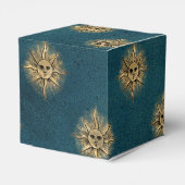 ティール（緑がかった色）と金ゴールドヴィンテージ日 フェイバーボックス (裏面サイド)