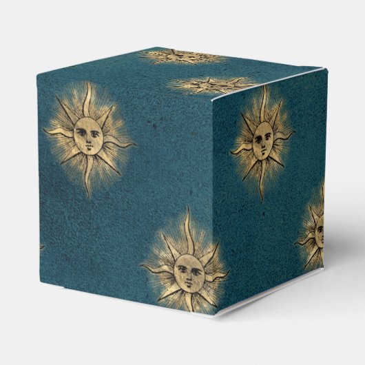 ティール（緑がかった色）と金ゴールドヴィンテージ日 フェイバーボックス (裏面サイド)