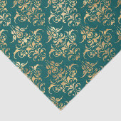 ティール（緑がかった色）と金ゴールドヴィンテージ 薄葉紙 (詳細)