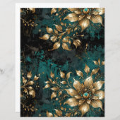 ティール（緑がかった色）と金ゴールド動揺してグランジフローラ (正面/裏面)