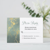 ティール（緑がかった色）と金ゴールド大理石RSVPお返事を結婚下さい (スタンド正面)