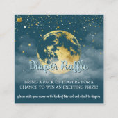 ティール(緑がかった色)と金ゴールド天ベビーシャワーおむつラッフル エンクロージャーカード (正面)