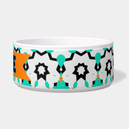 ティール(緑がかった色)と金ゴールド幾何学星 ボウル