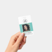 ティール（緑がかった色）と金ゴールド従業員のロゴ付き写真ID バッジ (手持ち)