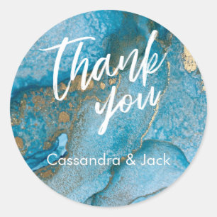 ティール（緑がかった色）と金ゴールド抽象芸術アートハンドカジュアルル ラウンドシール