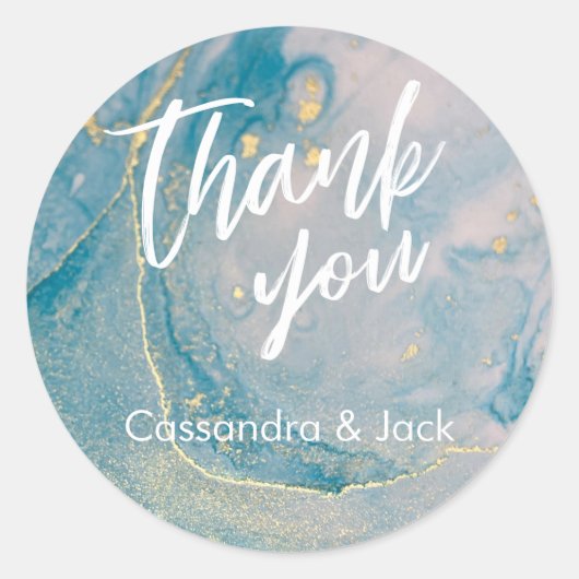 ティール（緑がかった色）と金ゴールド抽象芸術アートハンドカジュアルル ラウンドシール (正面)