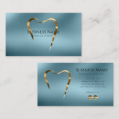 ティール（緑がかった色）と金ゴールド歯医者の名刺 名刺 (正面/裏面)