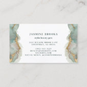 ティール(緑がかった色)と金ゴールド水の色 名刺 (裏面)