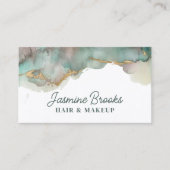 ティール(緑がかった色)と金ゴールド水の色 名刺 (正面)