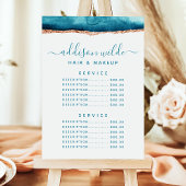 ティール(緑がかった色)と金ゴールド水彩サービス価格メニュー メニュー