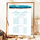 ティール(緑がかった色)と金ゴールド水彩サービス価格メニュー メニュー