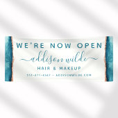 ティール（緑がかった色）と金ゴールド水彩ビジネスバナー 横断幕