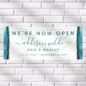 ティール（緑がかった色）と金ゴールド水彩ビジネスバナー 横断幕