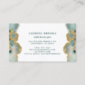 ティール(緑がかった色)と金ゴールド水彩プロフェッショナル 名刺 (裏面)