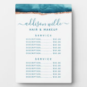 ティール(緑がかった色)と金ゴールド水彩価格メニュープラーク フォトプラーク (正面)