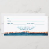 ティール（緑がかった色）と金ゴールド水彩贈与証 (裏面)