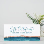 ティール（緑がかった色）と金ゴールド水彩贈与証 (スタンド正面)