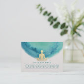 ティール（緑がかった色）と金ゴールド水彩YOGAクラスパスアポイントメント 予約カード (スタンド正面)
