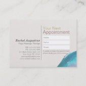 ティール（緑がかった色）と金ゴールド水彩YOGAクラスパスアポイントメント 予約カード (裏面)