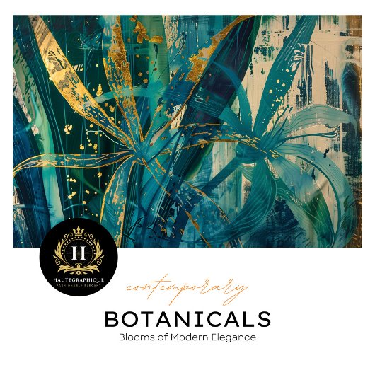 ティール(緑がかった色)と金ゴールド熱帯植物分母 薄葉紙