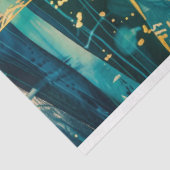 ティール(緑がかった色)と金ゴールド熱帯植物分母 薄葉紙 (詳細)